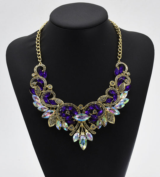 2016 Luxury Brand AB Shine Crystal Flower Necklace