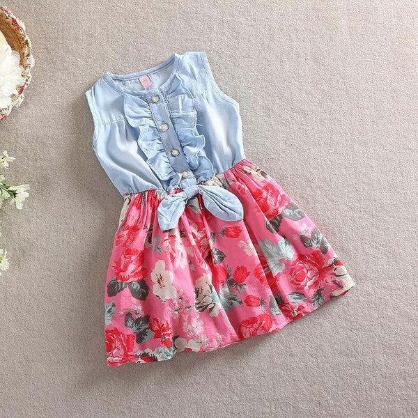 Baby girl denim dress 2016 children sleeveless christmas