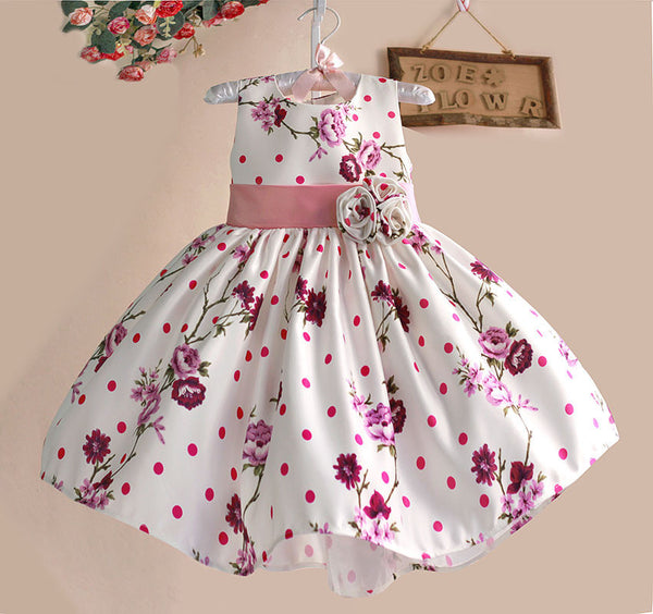 New 2016 Girls Summer Dress Rose Floral Tribute