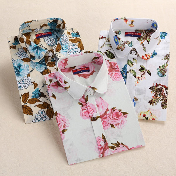 2016 Vintage Floral Cotton Women Blouses Shirts