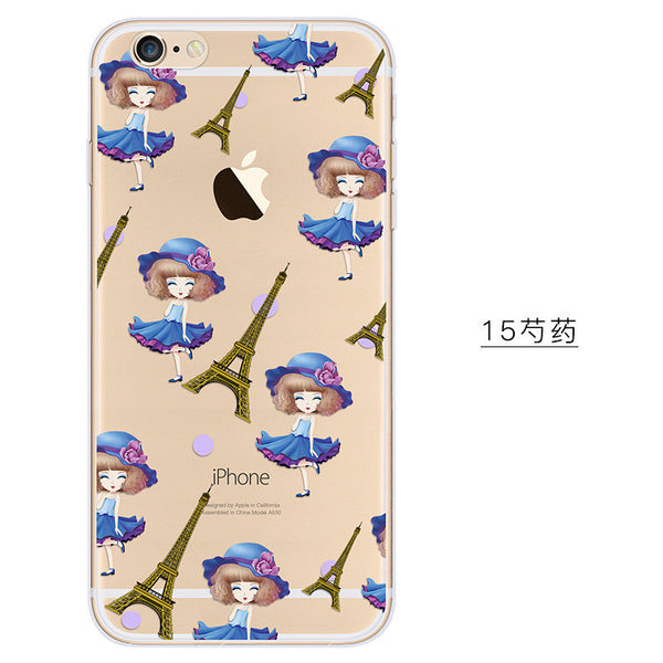 New Animal/Fruit Painted Clear Soft Phone Cases For Apple