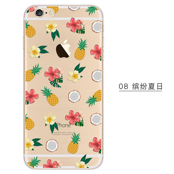 New Animal/Fruit Painted Clear Soft Phone Cases For Apple