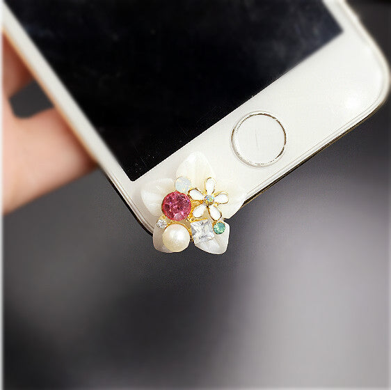 3pcs  imitation diamond shell flower Dustproof Plug Mobile