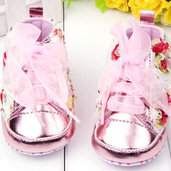 Hot Sale Cute Soft Gold Sole Crib Striped Baby Shoes