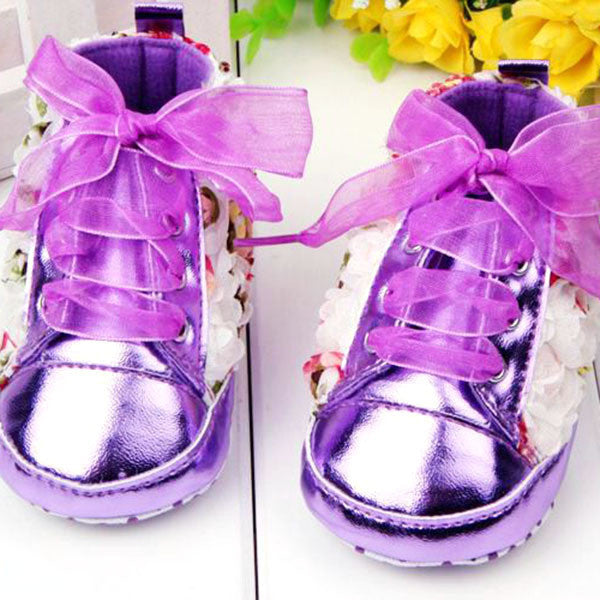 Hot Sale Cute Soft Gold Sole Crib Striped Baby Shoes