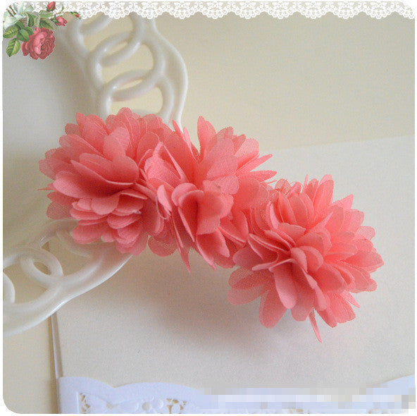 Fabric flower floral Hair rope clip baby girls accessories